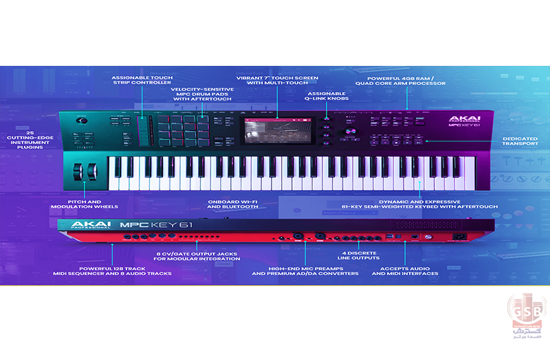 ویژگی های کلیدی سمپلر و سکوئنسر آکایی AKAI MPC KEY 61