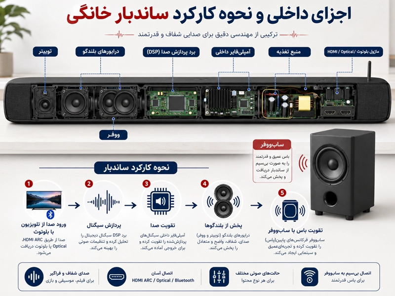 اجزای داخلی و نحوه کارکرد ساندبار خانگی