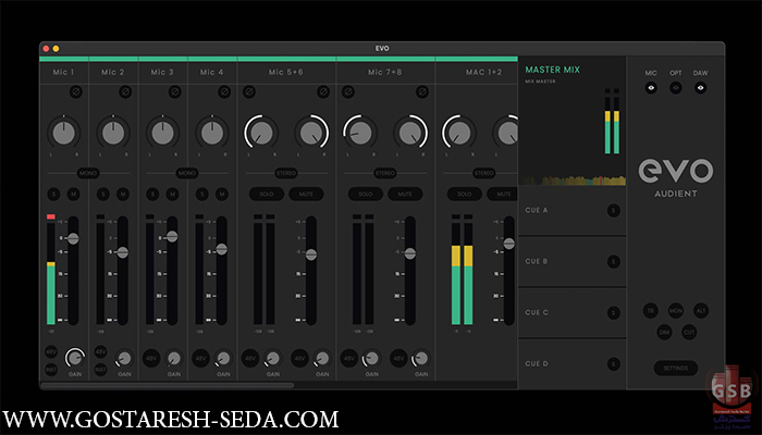 برسی ویژگی های نرم افزار کنترل پنل کارت صدای Audient EVO 16