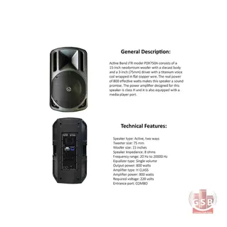 بلندگو اکتیو جی تی آر JTR PDX750A