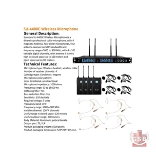 میکروفن چهار کانال بی سیم هدمیک یقه ای ساندکو Soundco SU-4400 C