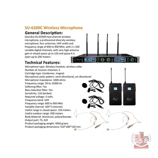 میکروفن دوکانال بی سیم دستی ساندکو Soundco SU-6200 H